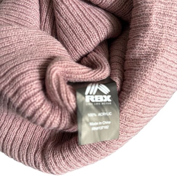 RBX Pink Knit Beanie with Ribbed Brim and Classic Fit - Picture 3 of 4